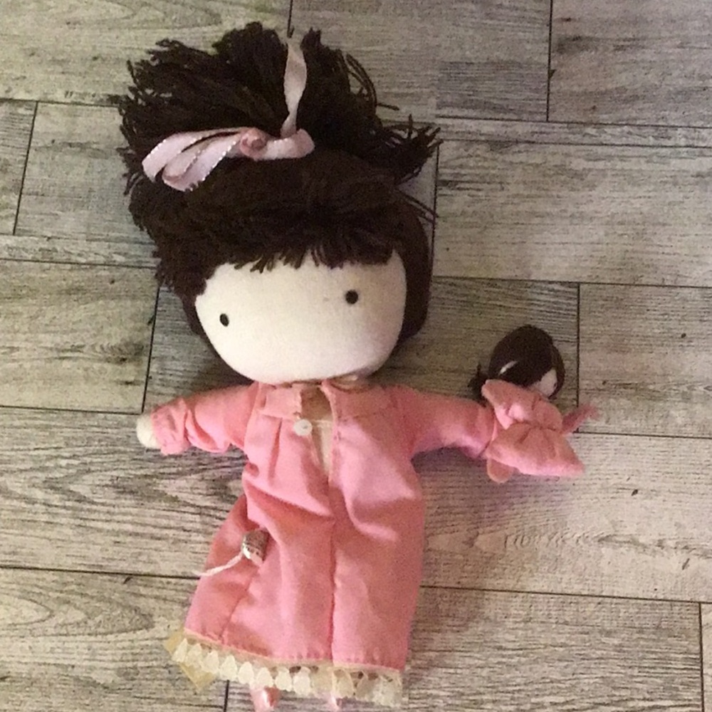 Small Ragdoll in Pink Nightgown with tiny doll